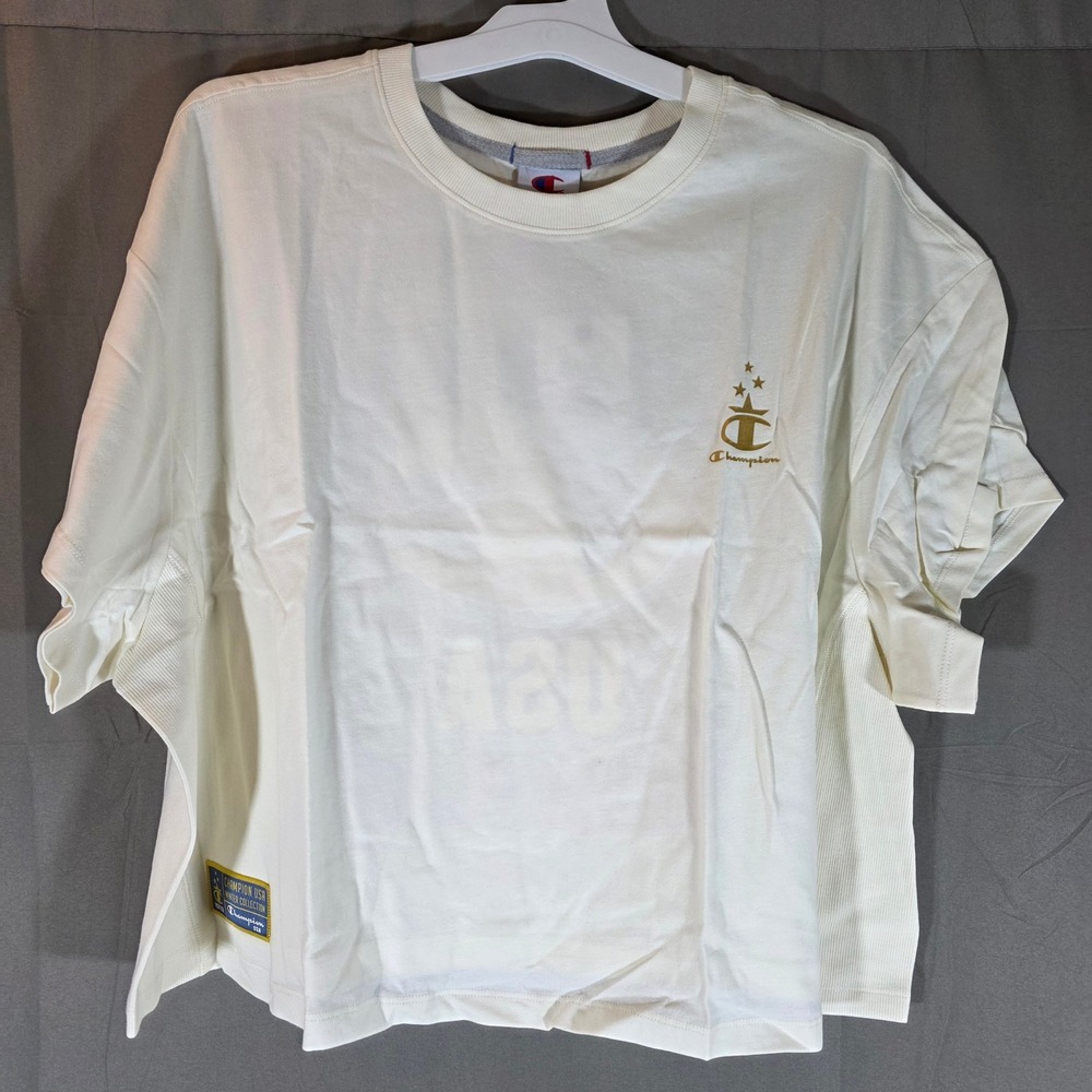 Champion Gold Medal Cropped Tee Unbleached Cotton USA Graphic 2X CPW254TS01018
